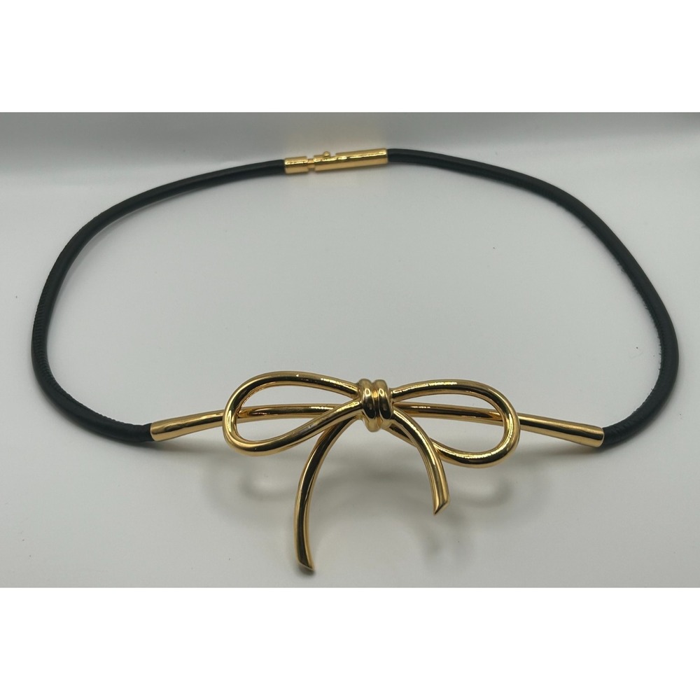 Gold Bow Skinny Belt Womens Black Size 31" Statement Coquette Feminine